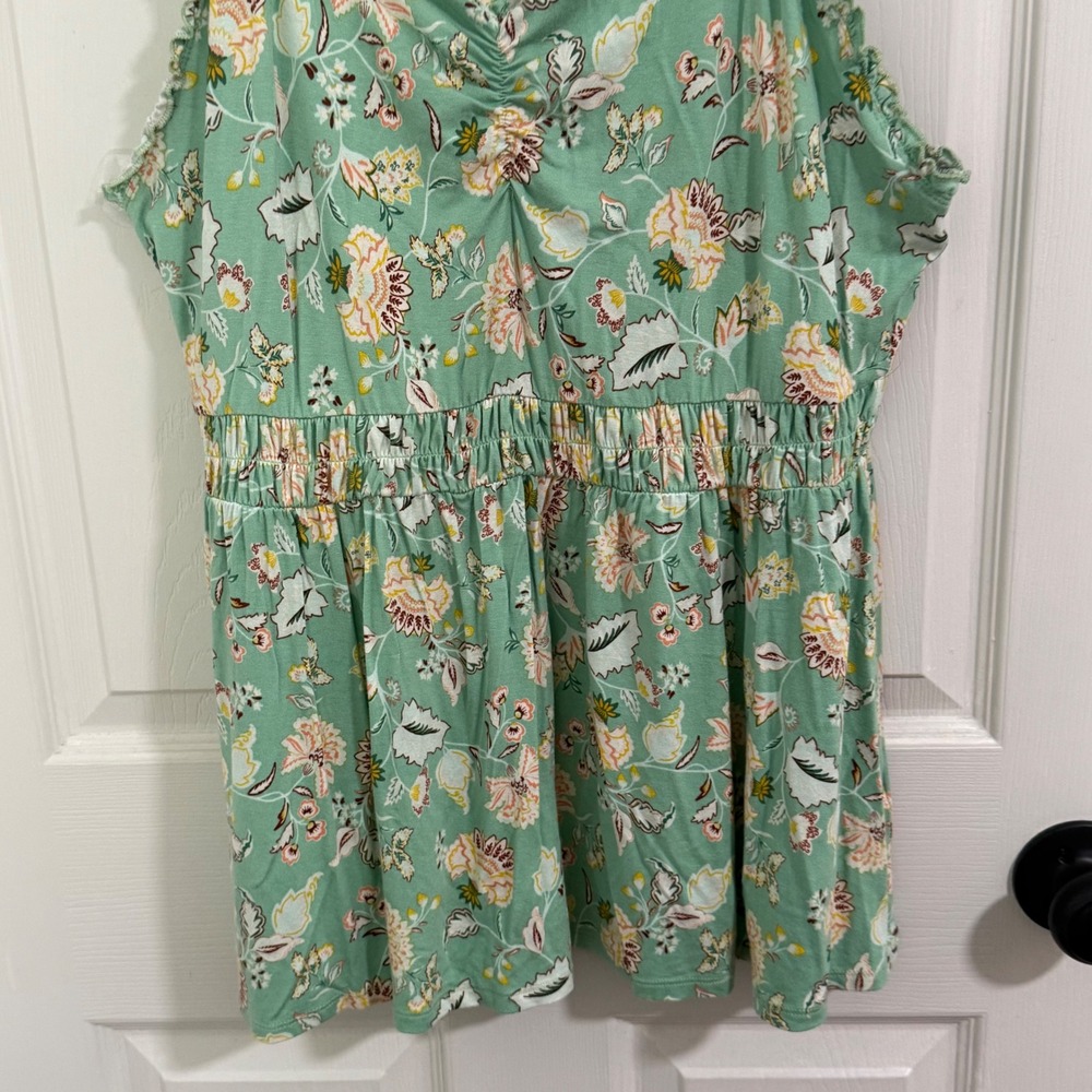 Torrid‎ Floral Babydoll Top Womens 2 Green Floral Super Soft Cottage Boho Fairy - Picture 4 of 12